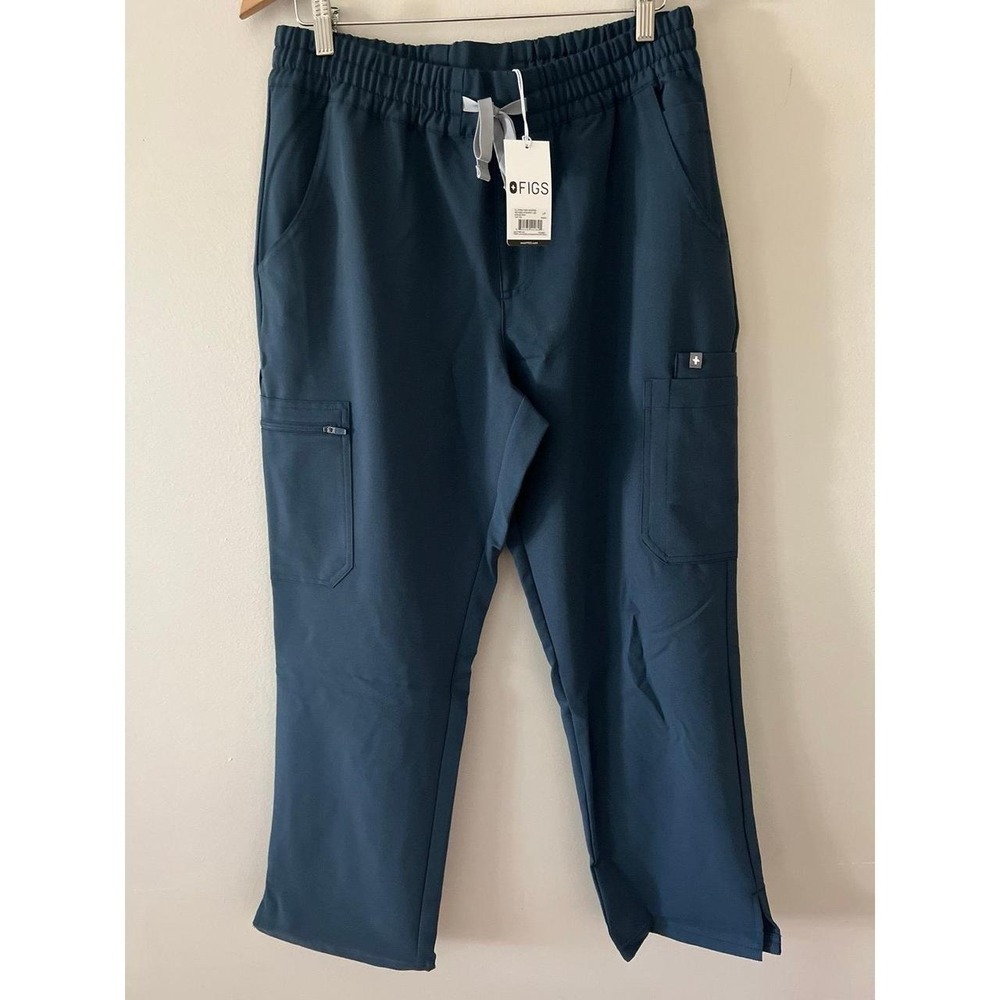 FIGS Women Dowa High Waisted Relaxed Straight Leg Scrub Pants Dark Harbor LP NWT